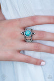 Middle Ground - Blue Ring - Paparazzi Accessories Ring Bedazzle Me Pretty Mobile Fashion Boutique