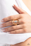 Middle of the Road - Gold Ring - Paparazzi Accessories Ring Bedazzle Me Pretty Mobile Fashion Boutique