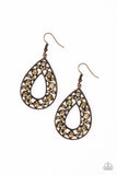 Midnight Magic - Copper Earrings - Paparazzi Accessories Earrings Bedazzle Me Pretty Mobile Fashion Boutique