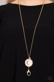 Milky Way Wanderer - Gold Lanyard - Paparazzi Accessories Lanyard Bedazzle Me Pretty Mobile Fashion Boutique