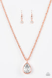 Million Dollar Drop - Copper Necklace - Paparazzi Accessories Necklace Bedazzle Me Pretty Mobile Fashion Boutique