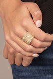 Million Dollar Masquerade - Gold Ring - Paparazzi Accessories Ring Bedazzle Me Pretty Mobile Fashion Boutique