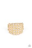 Million Dollar Masquerade - Gold Ring - Paparazzi Accessories Ring Bedazzle Me Pretty Mobile Fashion Boutique