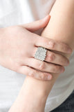 Million Dollar Masquerade - White Ring - Paparazzi Accessories Ring Bedazzle Me Pretty Mobile Fashion Boutique