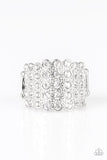 Million Dollar Masquerade - White Ring - Paparazzi Accessories Ring Bedazzle Me Pretty Mobile Fashion Boutique