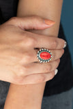 Mineral Movement - Red Ring - Paparazzi Accessories Ring Bedazzle Me Pretty Mobile Fashion Boutique