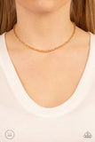 Mini MVP - Gold SP Choker Necklace - Paparazzi Accessories Necklace Bedazzle Me Pretty Mobile Fashion Boutique