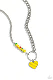 Mismatched Mayhem - Yellow Necklace - Paparazzi Accessories Necklace Bedazzle Me Pretty Mobile Fashion Boutique