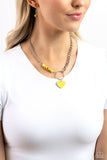 Mismatched Mayhem - Yellow Necklace - Paparazzi Accessories Necklace Bedazzle Me Pretty Mobile Fashion Boutique