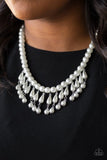 Miss Majestic - White Necklace - Paparazzi Accessories Necklace Bedazzle Me Pretty Mobile Fashion Boutique
