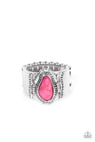 Moab Motif - Pink Ring - Paparazzi Accessories Ring Bedazzle Me Pretty Mobile Fashion Boutique
