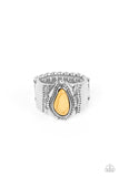 Moab Motif - Yellow Ring - Paparazzi Accessories Ring Bedazzle Me Pretty Mobile Fashion Boutique