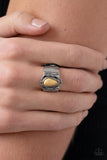 Moab Motif - Yellow Ring - Paparazzi Accessories Ring Bedazzle Me Pretty Mobile Fashion Boutique