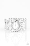 Mod Modest - White Ring - Paparazzi Accessories Ring Bedazzle Me Pretty Mobile Fashion Boutique
