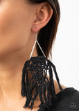 Modern Day Macrame - Black Earrings - Paparazzi Accessories Earrings Bedazzle Me Pretty Mobile Fashion Boutique