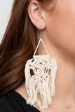 Modern Day Macrame - White Earrings - Paparazzi Accessories Earrings FS-Bedazzle Me Pretty Mobile Fashion Boutique
