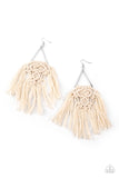 Modern Day Macrame - White Earrings - Paparazzi Accessories Earrings FS-Bedazzle Me Pretty Mobile Fashion Boutique