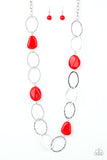 Modern Day Malibu - Red Necklace - Paparazzi Accessories Necklace Bedazzle Me Pretty Mobile Fashion Boutique