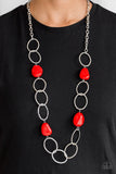 Modern Day Malibu - Red Necklace - Paparazzi Accessories Necklace Bedazzle Me Pretty Mobile Fashion Boutique
