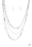 Modern Innovation - White Necklace - Paparazzi Accessories Necklace Bedazzle Me Pretty Mobile Fashion Boutique