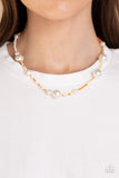 Modern Marina - Orange Necklace - Paparazzi Accessories Necklace Bedazzle Me Pretty Mobile Fashion Boutique