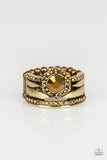 Modern Maven - Brass Ring - Paparazzi Accessories Ring Bedazzle Me Pretty Mobile Fashion Boutique