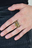 Modern Maven - Brass Ring - Paparazzi Accessories Ring Bedazzle Me Pretty Mobile Fashion Boutique