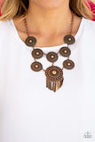 Modern Medalist - Copper Necklace - Paparazzi Accessories Necklace Bedazzle Me Pretty Mobile Fashion Boutique