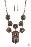 Modern Medalist - Copper Necklace - Paparazzi Accessories Necklace Bedazzle Me Pretty Mobile Fashion Boutique