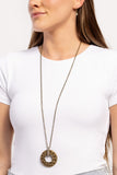 Modern Memento - Brass Necklace - Paparazzi Accessories Necklace Bedazzle Me Pretty Mobile Fashion Boutique