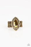 Modern Millionaire - Brass Ring - Paparazzi Accessories Ring Bedazzle Me Pretty Mobile Fashion Boutique