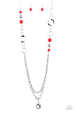 Modern Motley - Red Lanyard - Paparazzi Accessories Lanyard Bedazzle Me Pretty Mobile Fashion Boutique