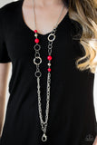 Modern Motley - Red Lanyard - Paparazzi Accessories Lanyard Bedazzle Me Pretty Mobile Fashion Boutique