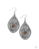Modern Mural - Orange Earrings - Paparazzi Accessories Earrings Bedazzle Me Pretty Mobile Fashion Boutique