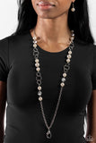 Modest Makeover - White Lanyard - Paparazzi Accessories Lanyard Bedazzle Me Pretty Mobile Fashion Boutique