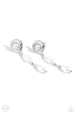 Modest MVP - White Clip-On Earrings - Paparazzi Accessories Clip-On Bedazzle Me Pretty Mobile Fashion Boutique