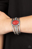 Mojave Mecca - Red Bracelet - Paparazzi Accessories Bracelet Bedazzle Me Pretty Mobile Fashion Boutique