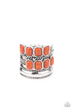 Mojave Monument - Orange Ring - Paparazzi Accessories Ring FS-Bedazzle Me Pretty Mobile Fashion Boutique