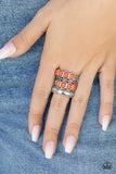 Mojave Monument - Orange Ring - Paparazzi Accessories Ring FS-Bedazzle Me Pretty Mobile Fashion Boutique