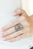 Mojave Rays - Red Ring - Paparazzi Accessories Ring Bedazzle Me Pretty Mobile Fashion Boutique