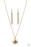 Monarch Meadow - Brass Necklace - Paparazzi Accessories Necklace Bedazzle Me Pretty Mobile Fashion Boutique