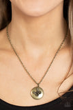 Monarch Meadow - Brass Necklace - Paparazzi Accessories Necklace Bedazzle Me Pretty Mobile Fashion Boutique