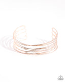 Monochromatic Crossover - Rose Gold Bracelet - Paparazzi Accessories Bracelet Bedazzle Me Pretty Mobile Fashion Boutique