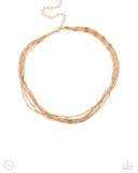 Monochromatic Marvel - Gold Necklace - Paparazzi Accessories Necklace Bedazzle Me Pretty Mobile Fashion Boutique