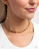 Monochromatic Marvel - Gold Necklace - Paparazzi Accessories Necklace Bedazzle Me Pretty Mobile Fashion Boutique