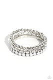 Monochromatic Maverick - White Bracelet - Paparazzi Accessories Bracelet Bedazzle Me Pretty Mobile Fashion Boutique
