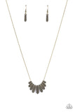 Monumental March - Brass Necklace - Paparazzi Accessories Necklace Bedazzle Me Pretty Mobile Fashion Boutique