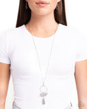 Monumental Obelisk - Silver Necklace - Paparazzi Accessories Necklace Bedazzle Me Pretty Mobile Fashion Boutique