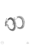 Moon Child Charisma - Silver Clip-On Earrings - Paparazzi Accessories Clip-On Earrings Bedazzle Me Pretty Mobile Fashion Boutique