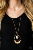 Moonlight Sailing - Gold Necklace - Paparazzi Accessories Necklace Bedazzle Me Pretty Mobile Fashion Boutique